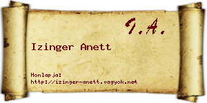 Izinger Anett névjegykártya